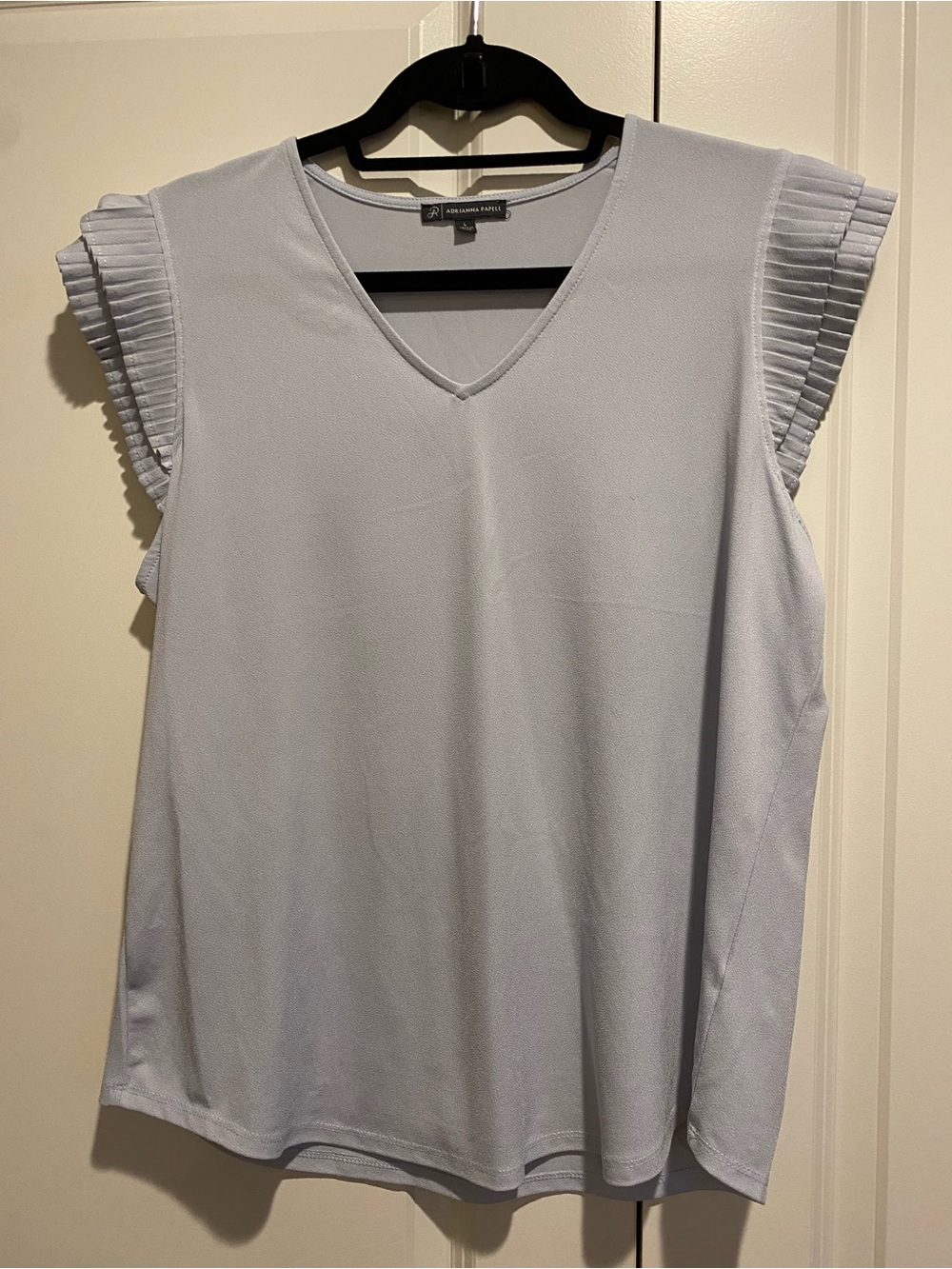Light Blue Pleated-Sleeve V-Neck Tank